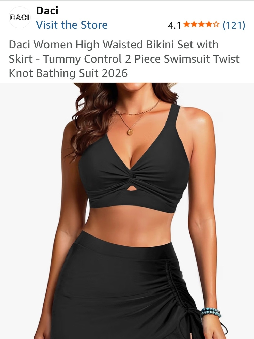 Daci Women's Black Twist-Front High-Waist Bikini Set